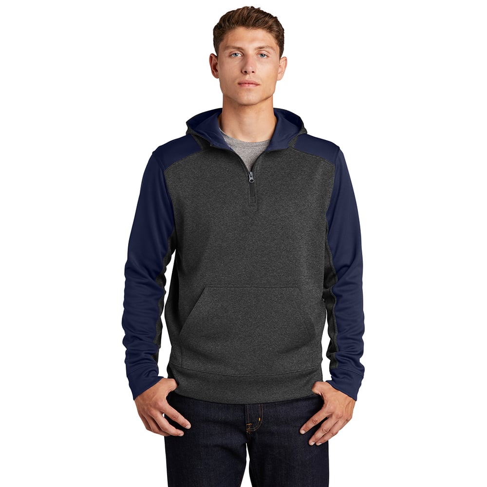 Sport-Tek ST249 Tech Fleece 1/4-Zip Colorblock Sweatshirt with Hood