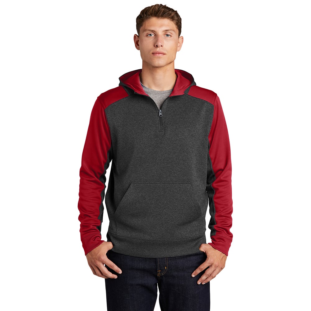 Sport-Tek ST249 Tech Fleece 1/4-Zip Colorblock Sweatshirt with Hood