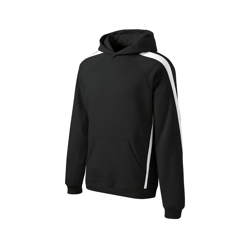 Sport-Tek ST265 Raglan Hooded Pullover Sweatshirt with Sleeve Stripe