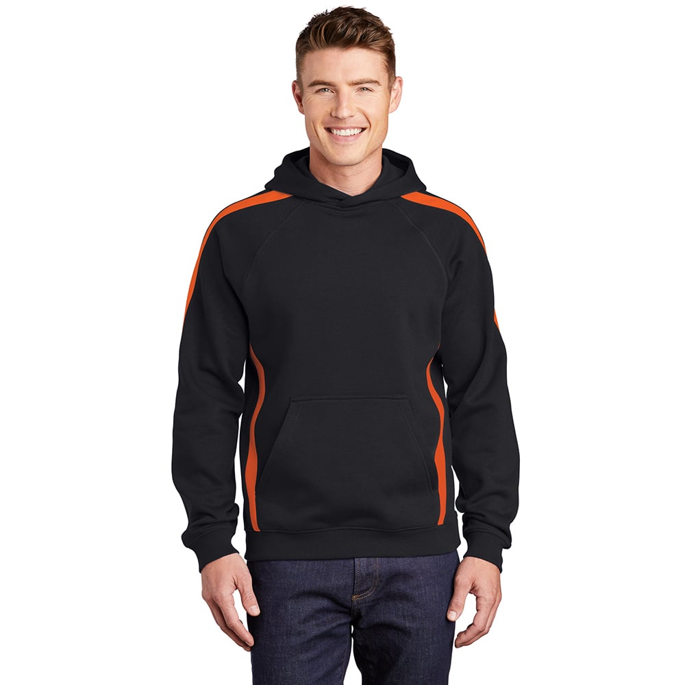 Sport-Tek ST265 Raglan Hooded Pullover Sweatshirt with Sleeve Stripe