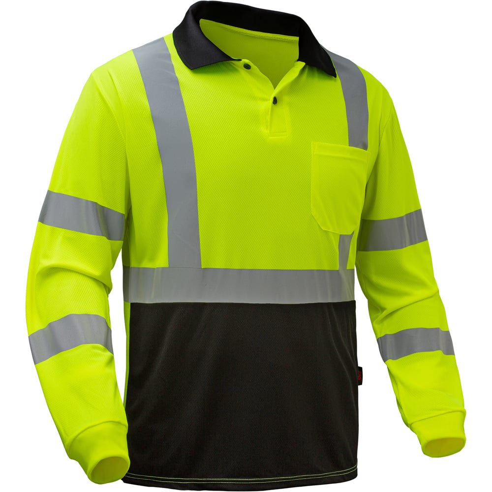 Class 3 Hi Vis Long Sleeve Polo With Chest Pocket