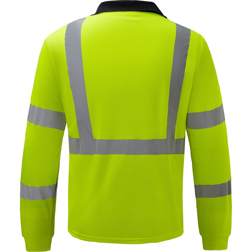 Class 3 Hi Vis Long Sleeve Polo With Chest Pocket