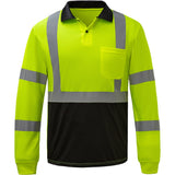 Class 3 Hi Vis Long Sleeve Polo With Chest Pocket