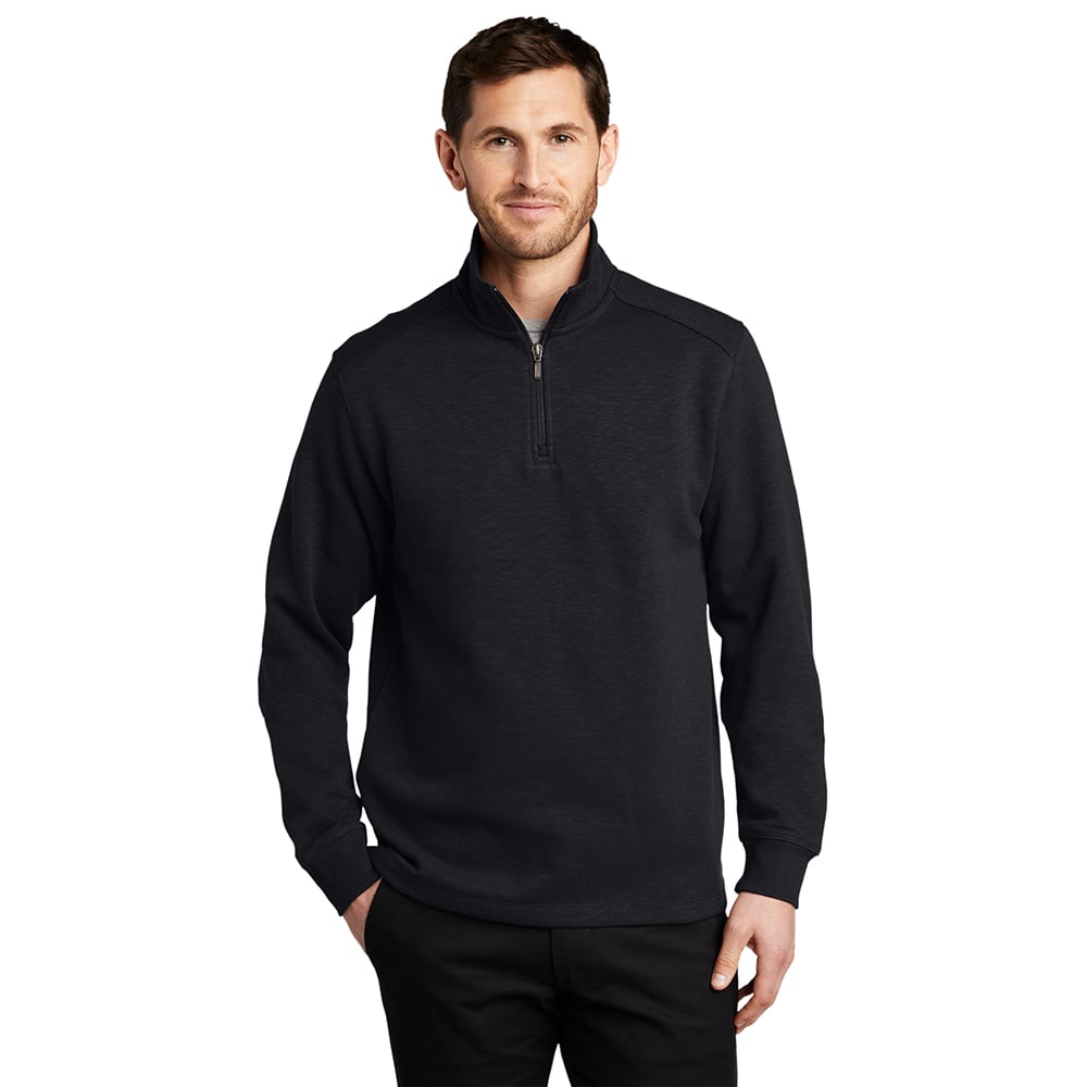 Port Authority F295 Slub Fleece 1/4 Zip Pullover with Rib Knit Cuffs