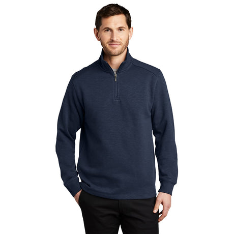 Port Authority F295 Slub Fleece 1/4 Zip Pullover with Rib Knit Cuffs