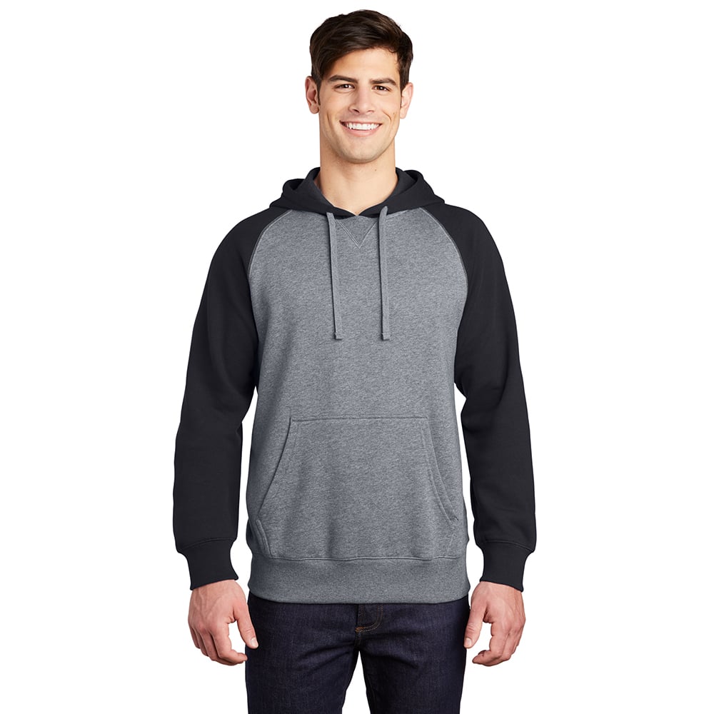 Sport-Tek ST267 Raglan Hooded Pullover Sweatshirt with Contrast Sleeve