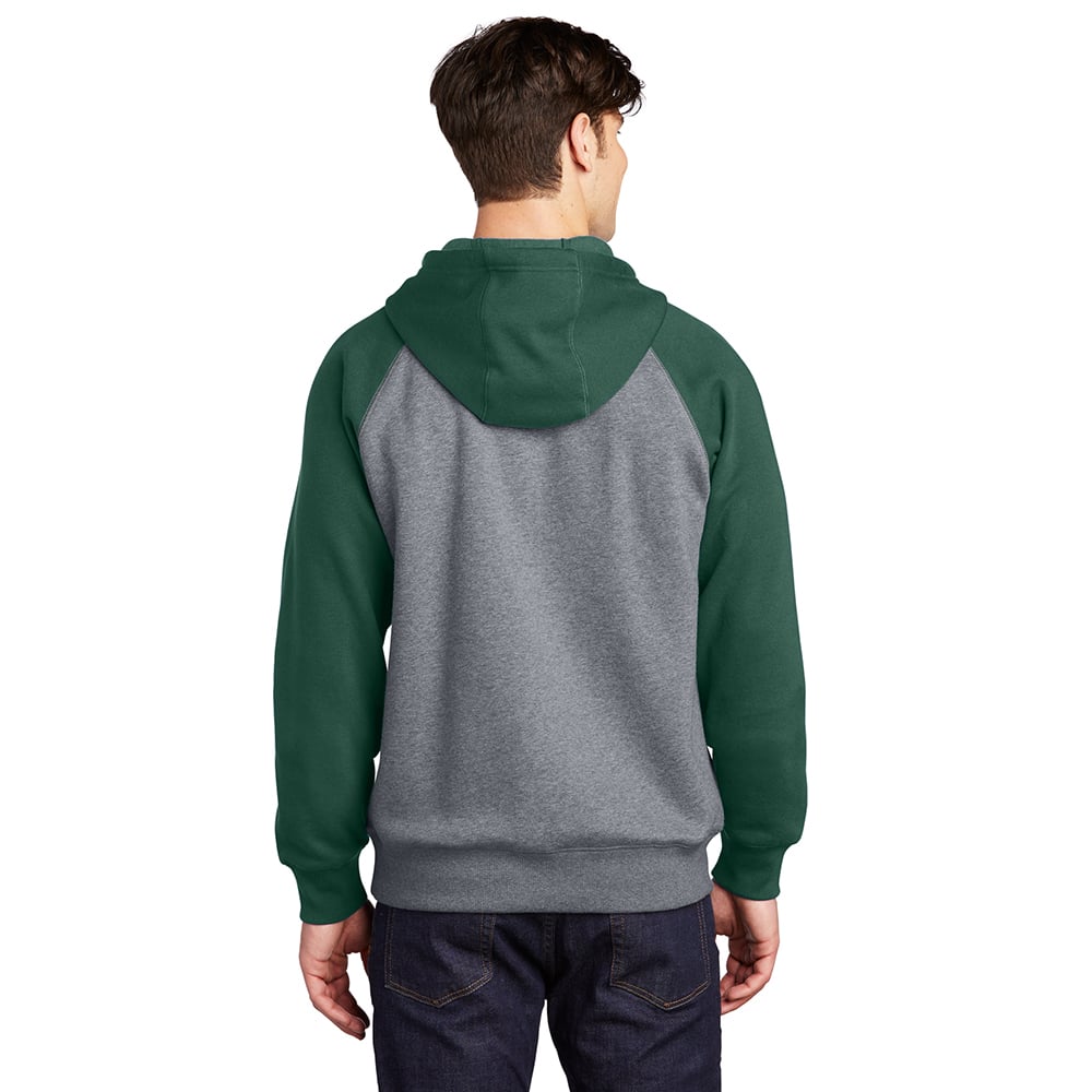 Sport-Tek ST267 Raglan Hooded Pullover Sweatshirt with Contrast Sleeve