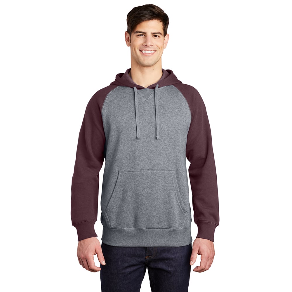 Sport-Tek ST267 Raglan Hooded Pullover Sweatshirt with Contrast Sleeve