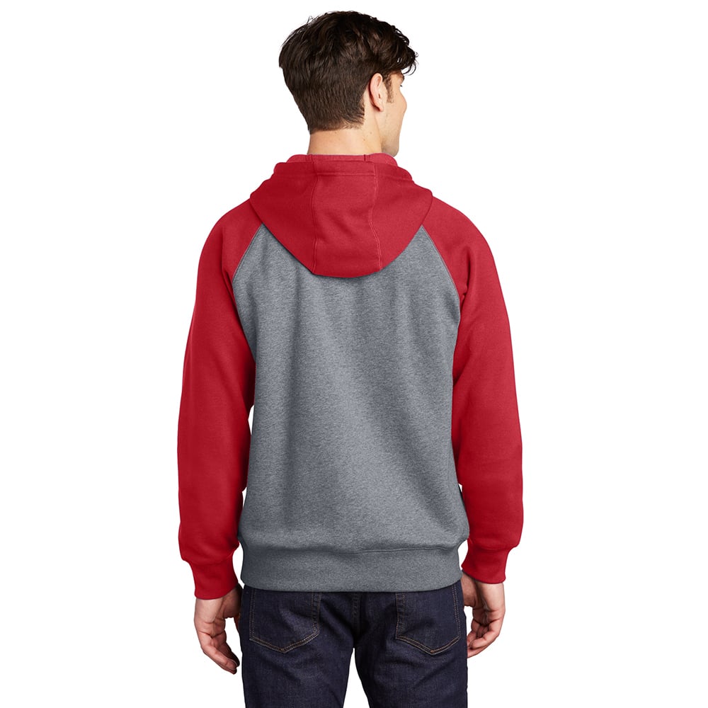 Sport-Tek ST267 Raglan Hooded Pullover Sweatshirt with Contrast Sleeve