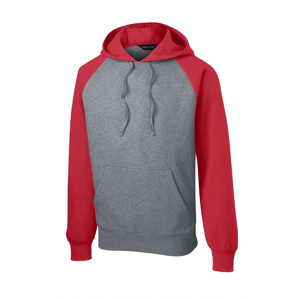 Sport-Tek ST267 Raglan Hooded Pullover Sweatshirt with Contrast Sleeve