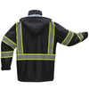 Hi-Vis Two-Tone Hooded Rain Jacket with Black Bottom, Premium Class 3