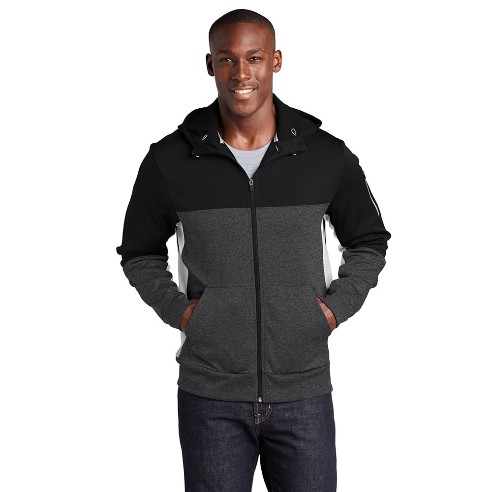 Sport-Tek ST245 Tech Fleece Contrast Hooded Jacket with Sleeve Pocket