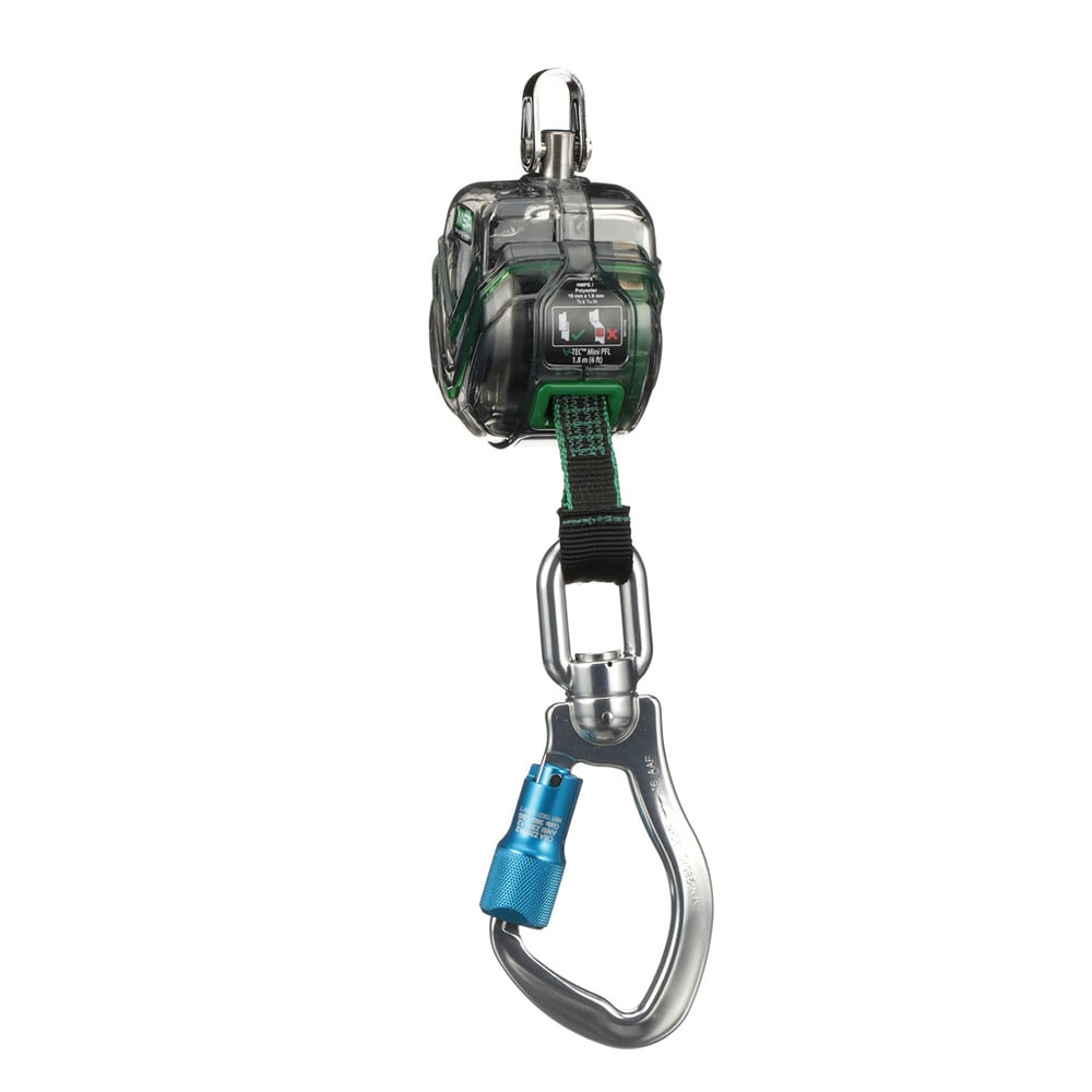 MSA V-TEC™ 6' Mini PFL, Single-Leg Connector & Alum Swivel Carabiner