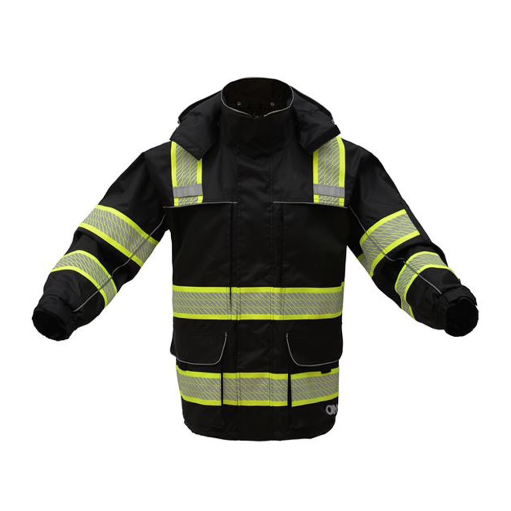 Hi-Vis Safety Rain Coat with Segment Tape, Class 3