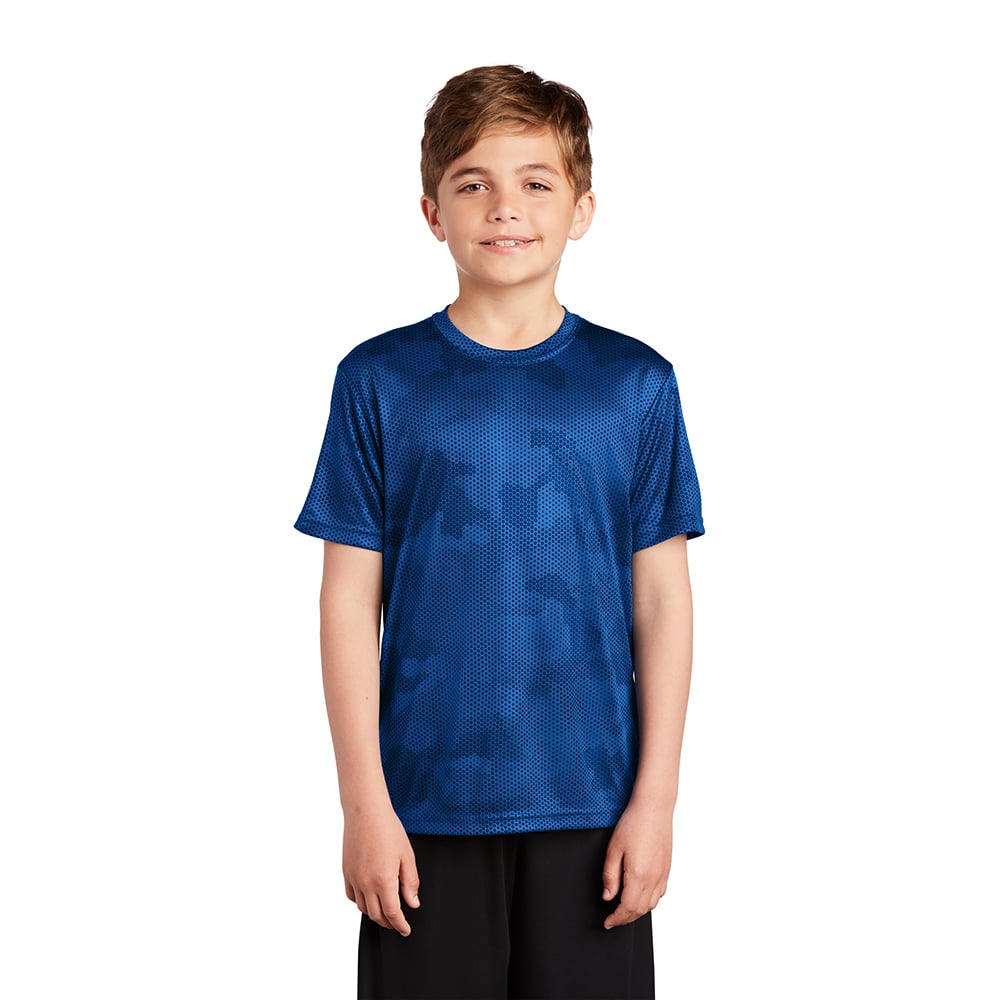 Sport-Tek YST370 Youth CamoHex T-Shirt with Drop Sleeve