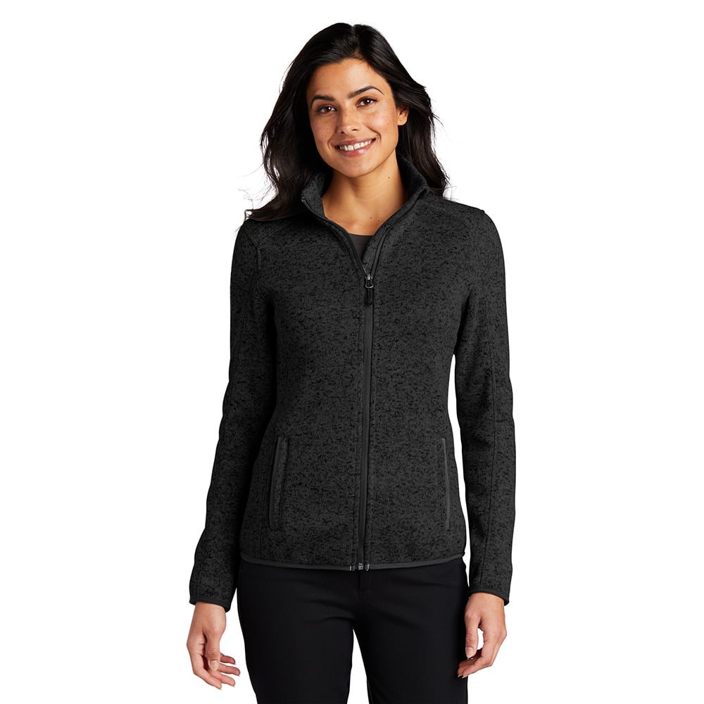 Port Authority L232 Women's Heathered Sweater Fleece Full Zip Jacket