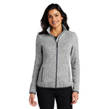 Port Authority L232 Women's Heathered Sweater Fleece Full Zip Jacket