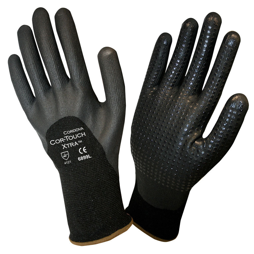 COR-TOUCH XTRA™ Nylon/Spandex Gloves with ¾ Nitrile Coating + Dots, 1 dozen (12 pairs)