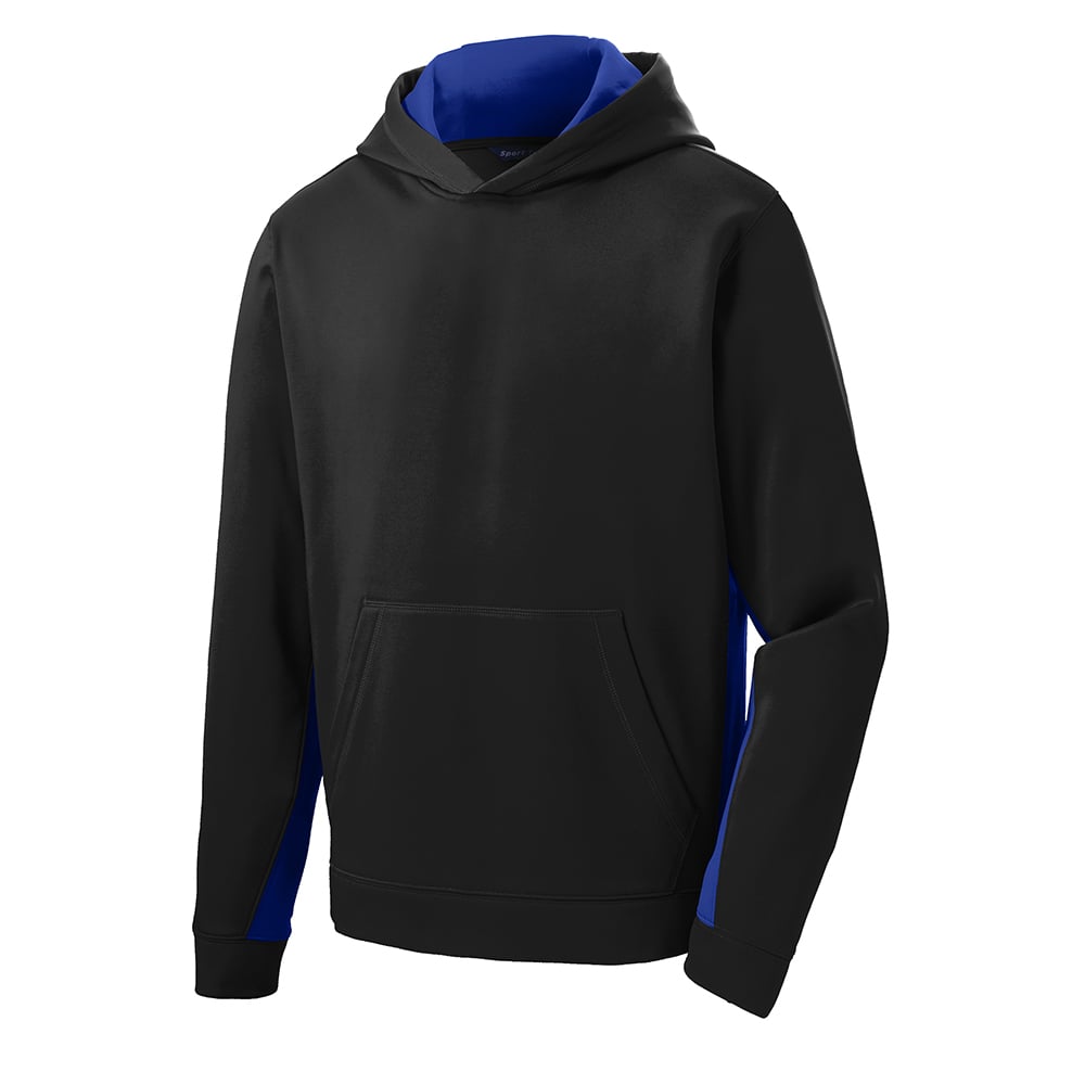 Sport-Tek YST235 Youth Sport-Wick Fleece Colorblock Hooded Pullover