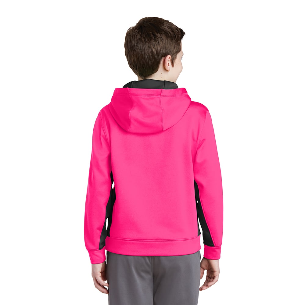 Sport-Tek YST235 Youth Sport-Wick Fleece Colorblock Hooded Pullover