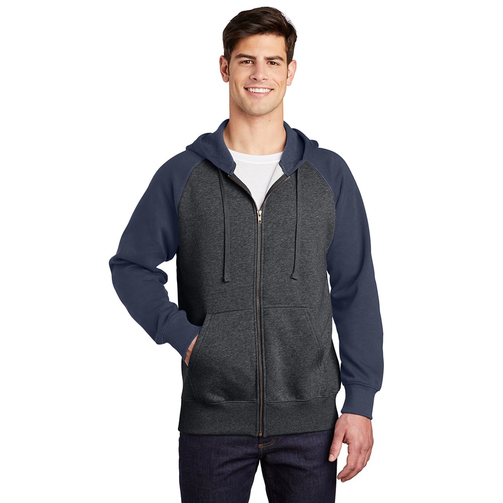 Sport-Tek ST269 Raglan Full-Zip Hooded Jacket with Contrast Sleeve