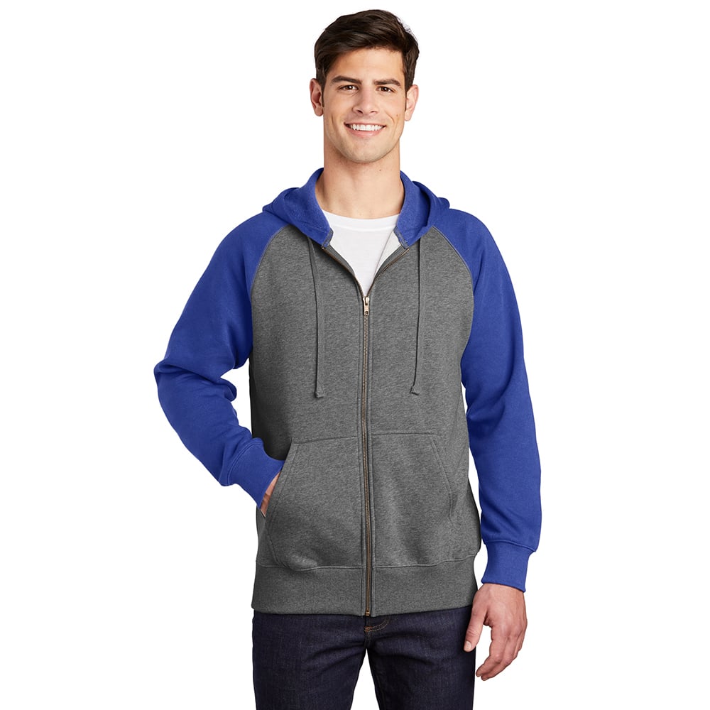 Sport-Tek ST269 Raglan Full-Zip Hooded Jacket with Contrast Sleeve