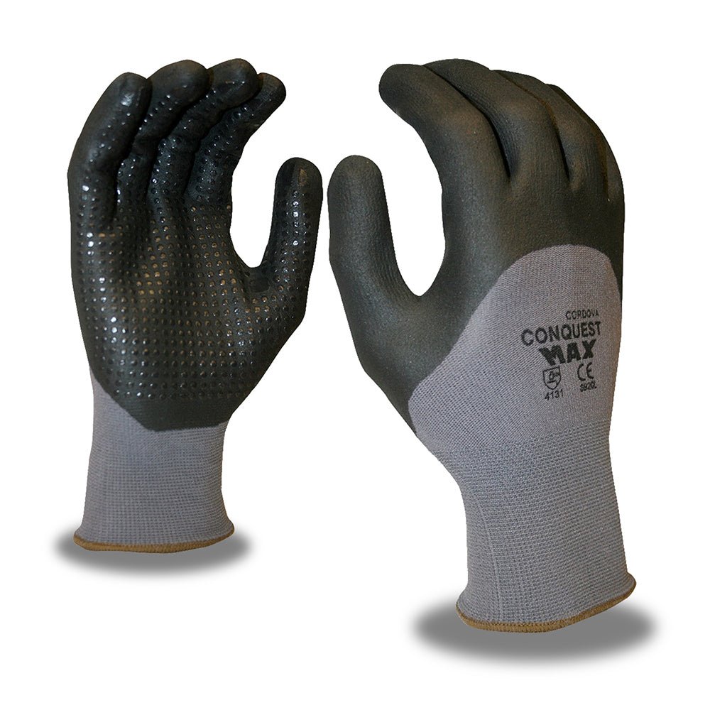 Conquest Max™ Nylon/Spandex Gloves with 3/4 Nitrile/PU Coat + Dots, 1 dozen (12 pairs)