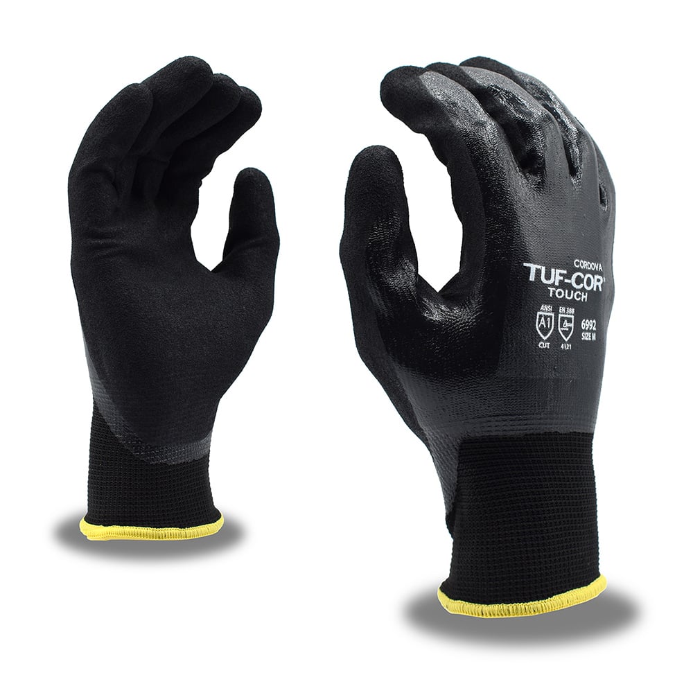 Cordova Tuf-Cor Touch™ Polyester Gloves with 2-Ply Nitrile Coat, 1 dozen (12 pairs)