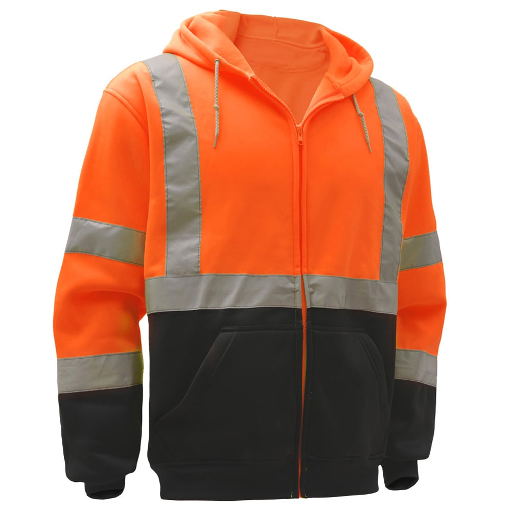 Hi-Vis Safety Hooded Sweatshirt with Zipper Closure, Class 3