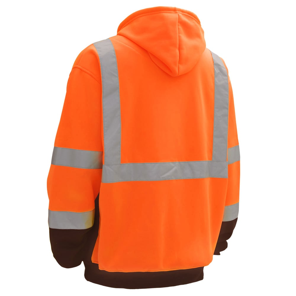 Hi-Vis Safety Hooded Sweatshirt with Zipper Closure, Class 3