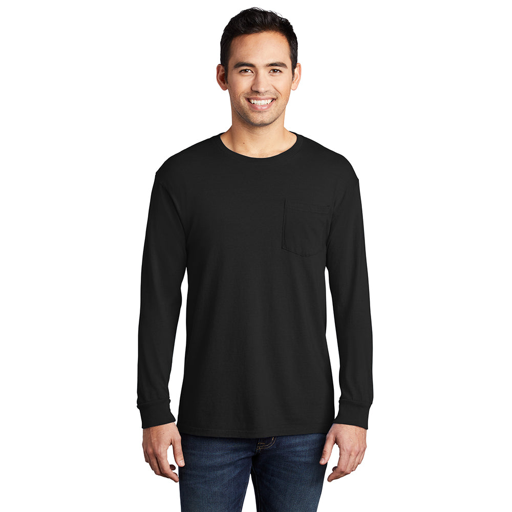 Port & Company PC099LSP Beach Wash® Ring Spun Long Sleeve Pocket Tee