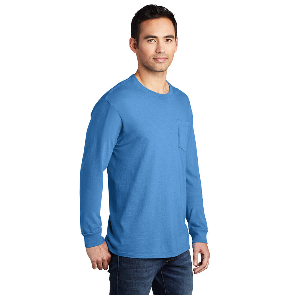 Port & Company PC099LSP Beach Wash® Ring Spun Long Sleeve Pocket Tee