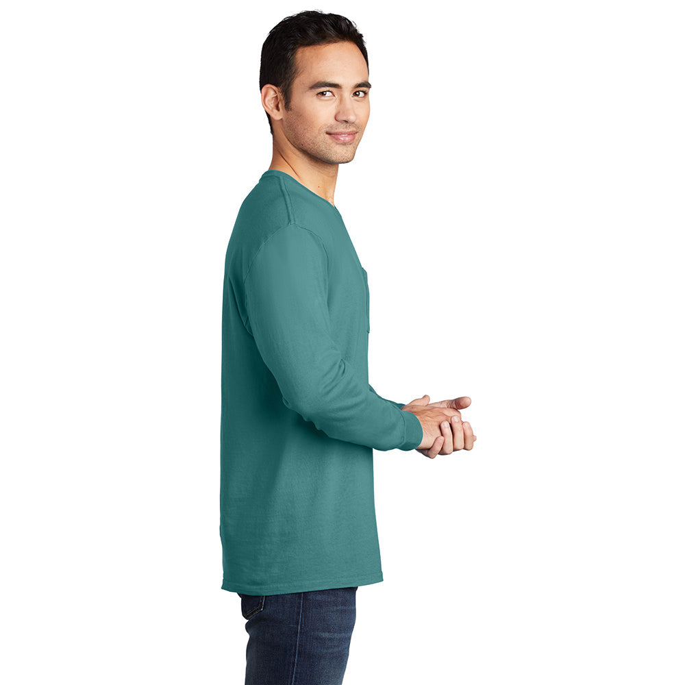 Port & Company PC099LSP Beach Wash® Ring Spun Long Sleeve Pocket Tee