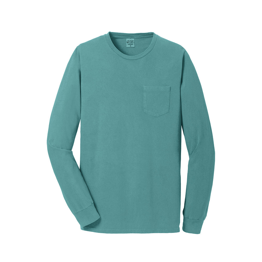 Port & Company PC099LSP Beach Wash® Ring Spun Long Sleeve Pocket Tee