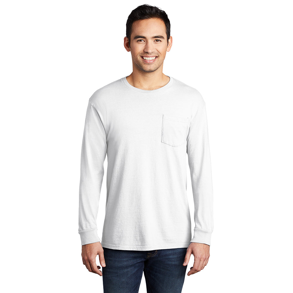 Port & Company PC099LSP Beach Wash® Ring Spun Long Sleeve Pocket Tee