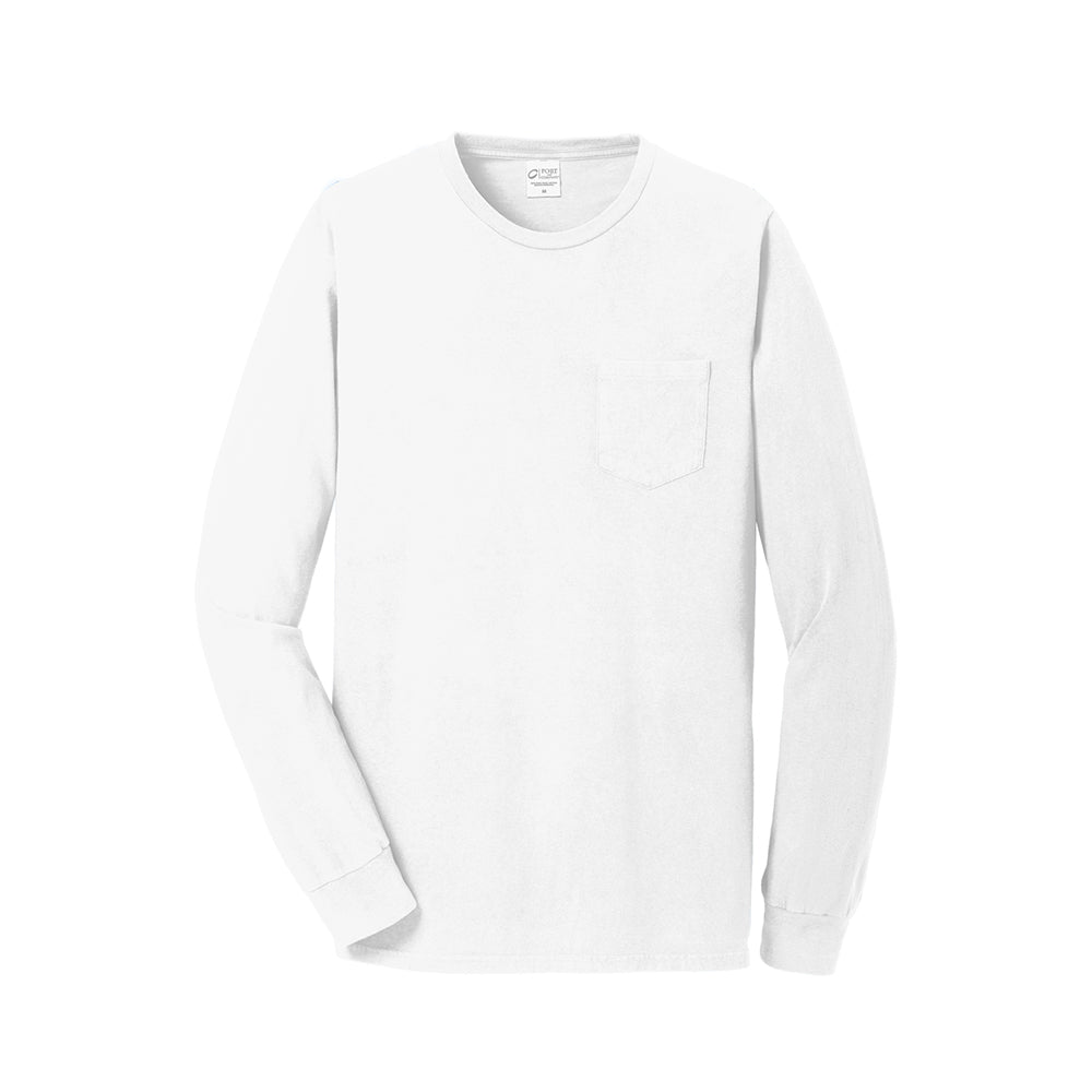 Port & Company PC099LSP Beach Wash® Ring Spun Long Sleeve Pocket Tee