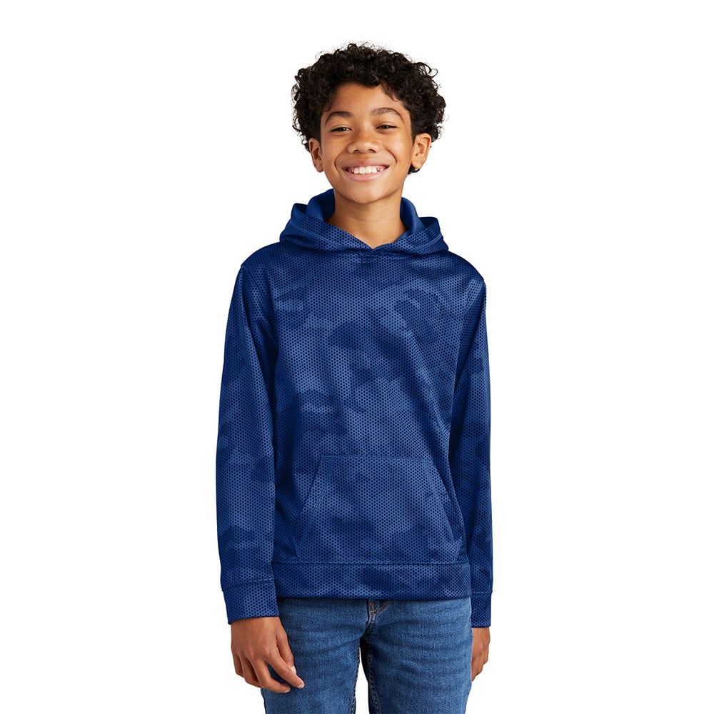 Sport-Tek YST240 Youth Sport-Wick CamoHex Fleece Hooded Pullover