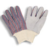 COR-7120 Clute Cut Leather Palm Gloves/Striped Canvas Back+Knit Wrist, 1 dozen (12 pairs)