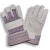 COR-7200R Split Leather Palm Glove/Striped Fabric Back+2.5" Cuff, 1 dozen (12 pairs)