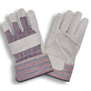 COR-7205R Leather Palm Glove/Striped Canvas Back+2.5" Rubberized Cuff, 1 dozen (12 pairs)