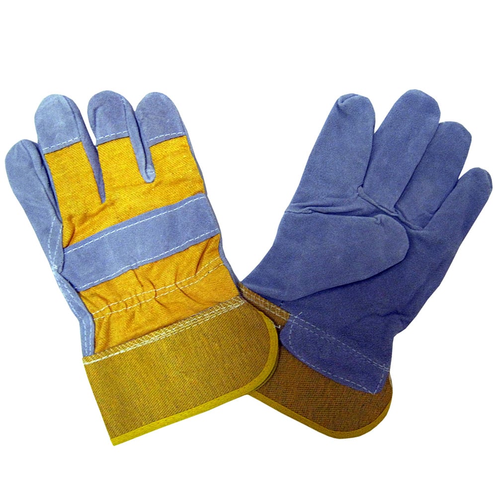 COR-7205RY Leather Palm Glove/Yellow Canvas Back+2.5" Rubberized Cuff, 1 dozen (12 pairs)