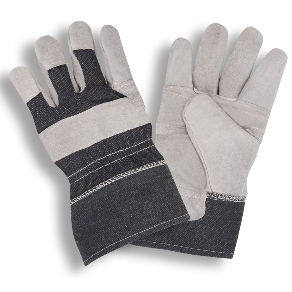 Cordova Shoulder Cowhide Palm Glove with Denim Fabric Back + Cuff, 1 dozen (12 pairs)
