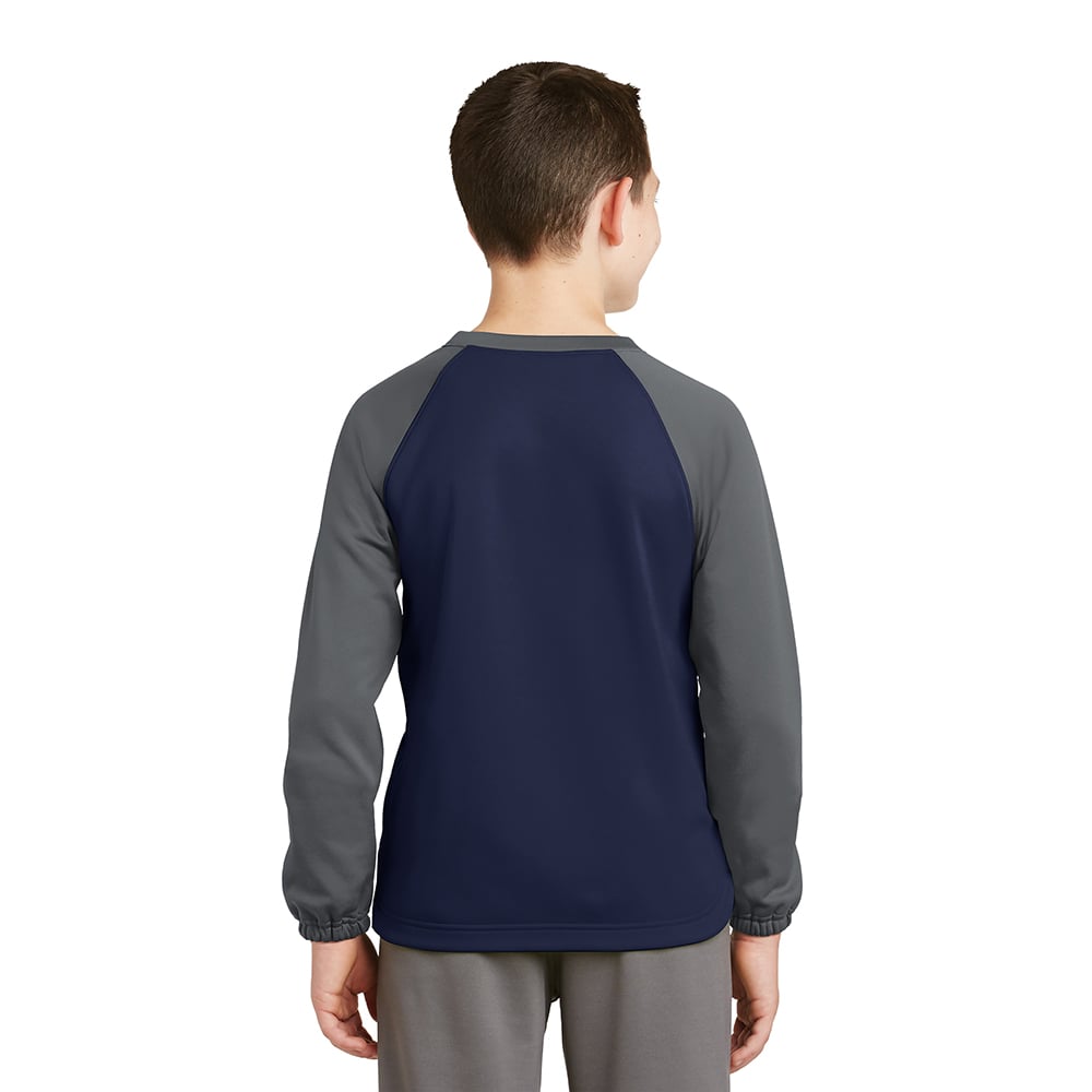 Sport-Tek YST242 Youth Sport-Wick Raglan Colorblock Fleece Crewneck