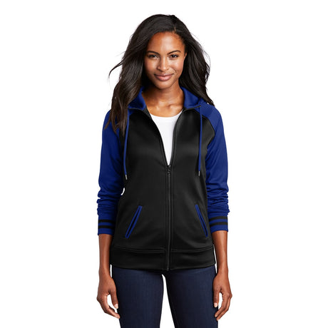 Sport-Tek LST236 Sport-Wick Women's Full-ZIp Varsity Jacket with Hood