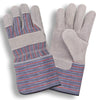 COR-7254R Split Cowhide Leather Glove Striped Back+4.5" Rubberized Cuff, 1 dozen (12 pairs)