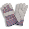 COR-7265 Fleece Lined Leather Palm Glove/Striped Back+Rubberized Cuff, 1 dozen (12 pairs)