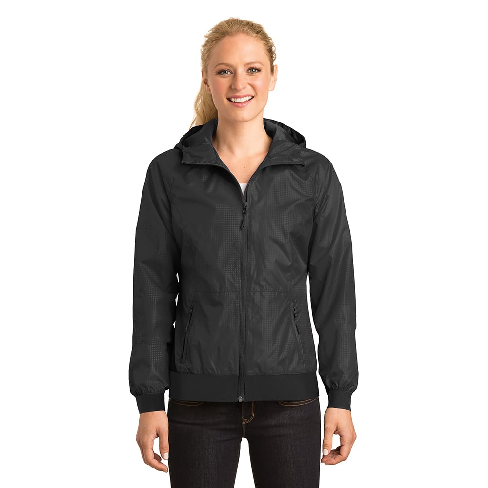 Sport-Tek LST53 Women's Embossed Wind Jacket with Reflective Details