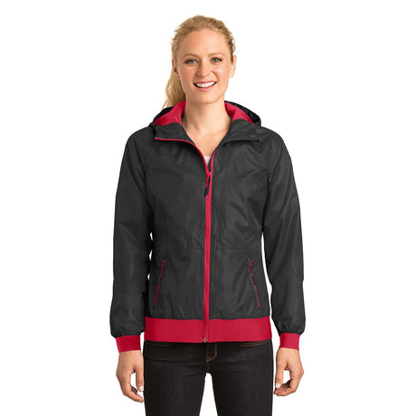 Sport-Tek LST53 Women's Embossed Wind Jacket with Reflective Details