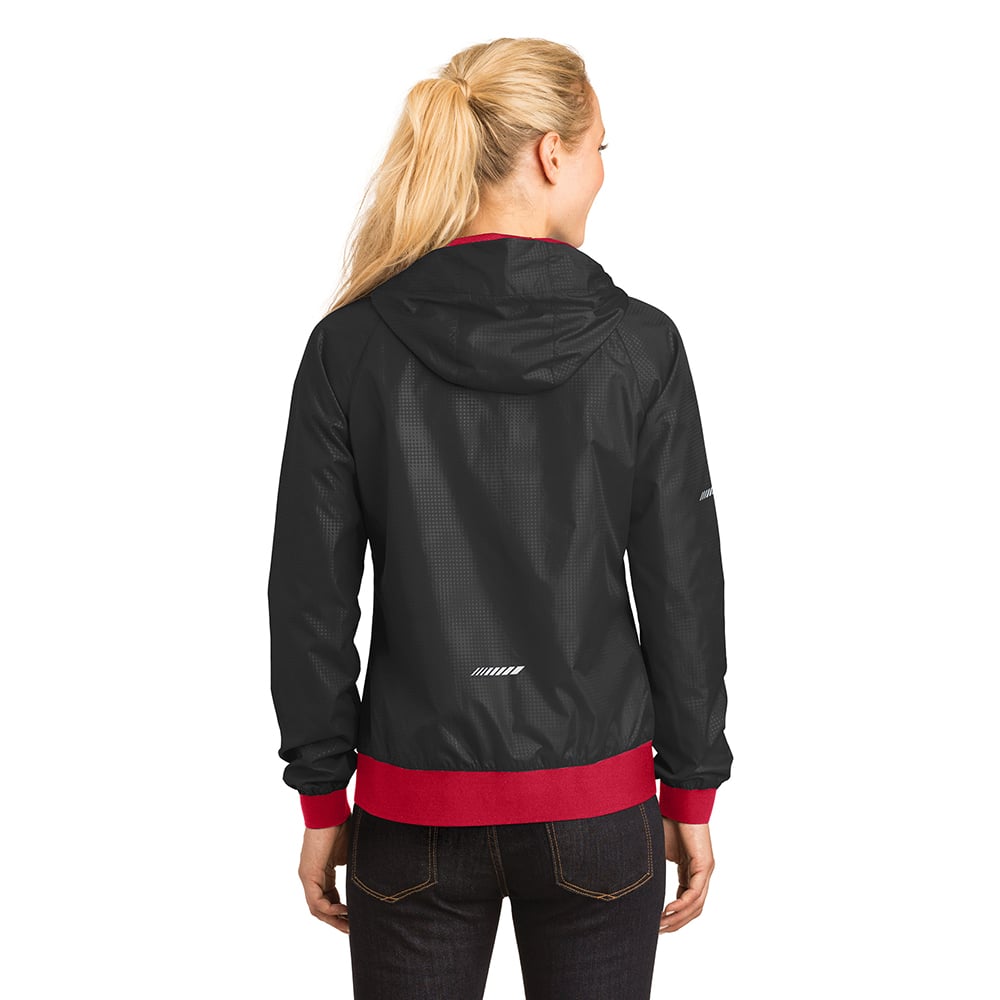 Sport-Tek LST53 Women's Embossed Wind Jacket with Reflective Details