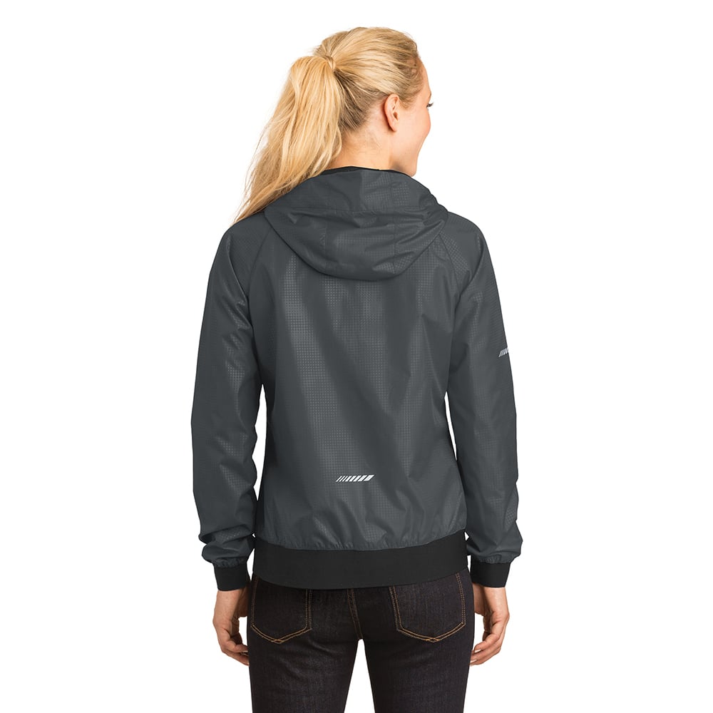 Sport-Tek LST53 Women's Embossed Wind Jacket with Reflective Details